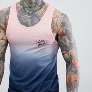 River Island Boys Pink Fade Venice Beach Print Tank Top